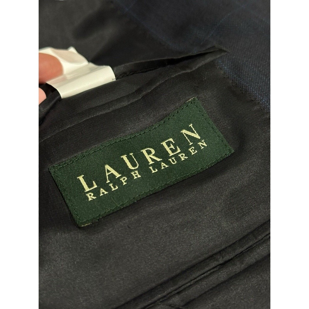 Lauren Ralph Lauren Men's 46R Navy Blue Plaid 100% Wool 2 Button Blazer Jacket - Picture 10 of 10
